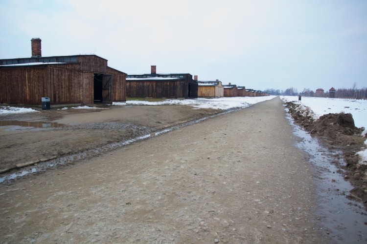 Barracones de madera en el campo de concentración de Birkenau (Auschwitz II)