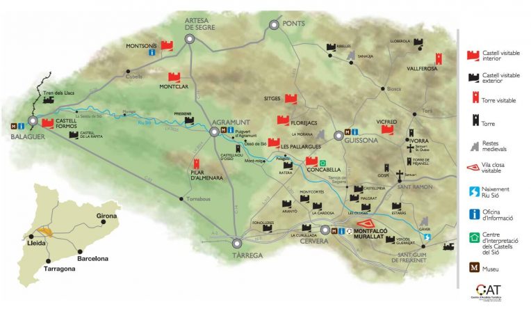 Mapa de la Ruta de los Castillos del Sió